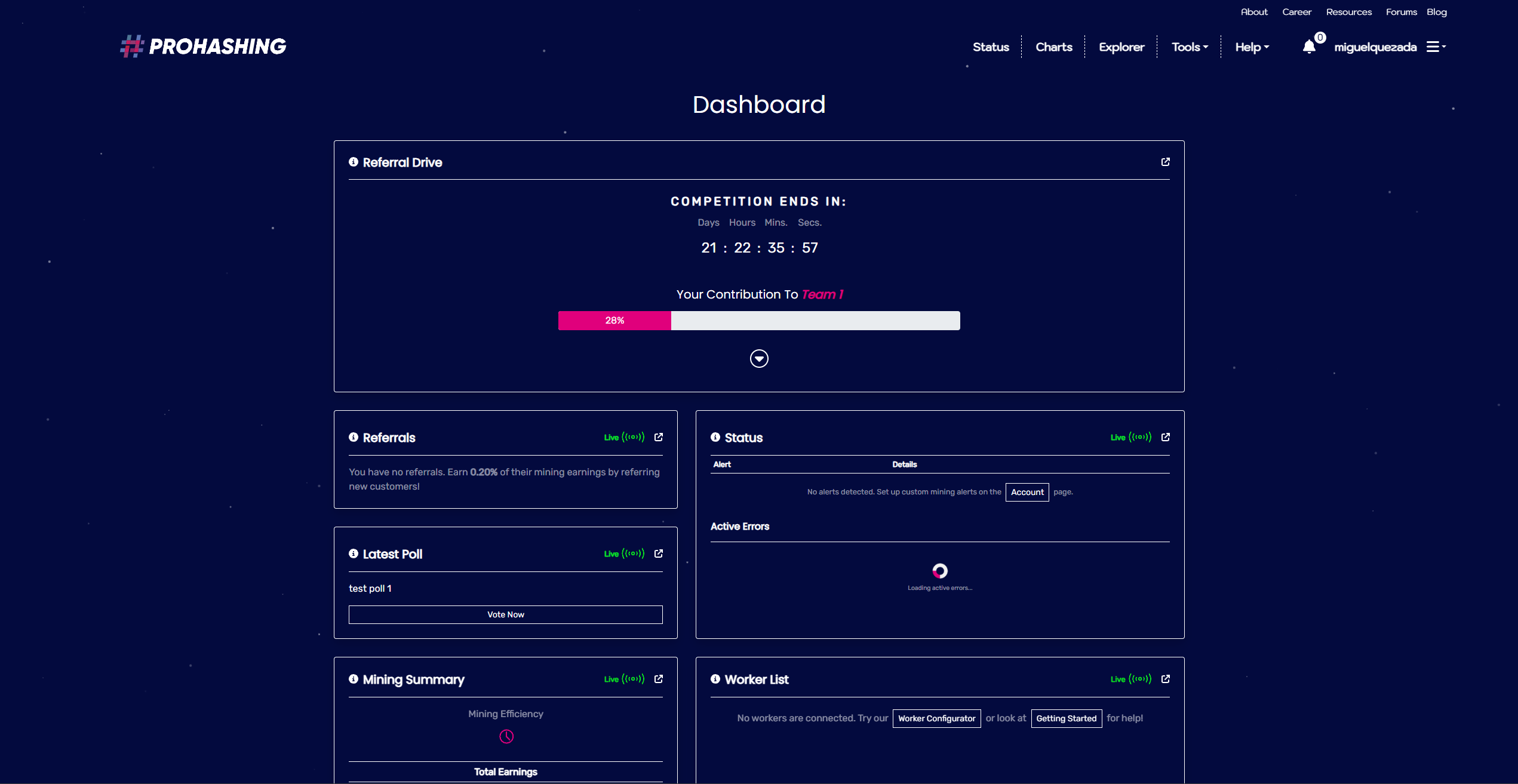 referral drive dashboard screenshot - collapsed referral competition box